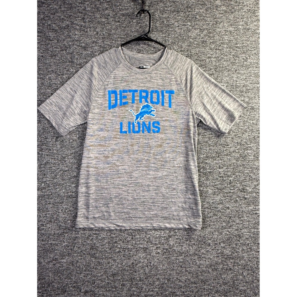 NFL Team Apparel Detroit Lions Shirt Mens Medium Grey Space Dye Short Sleeve
